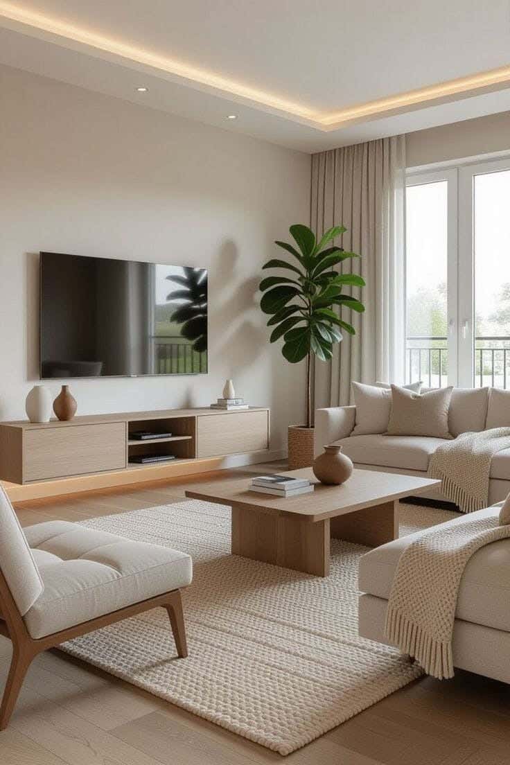 Tv Stand And Coffee Table, 100*50 Cm, MDF Wood, 20×150×35 Cm - Beige