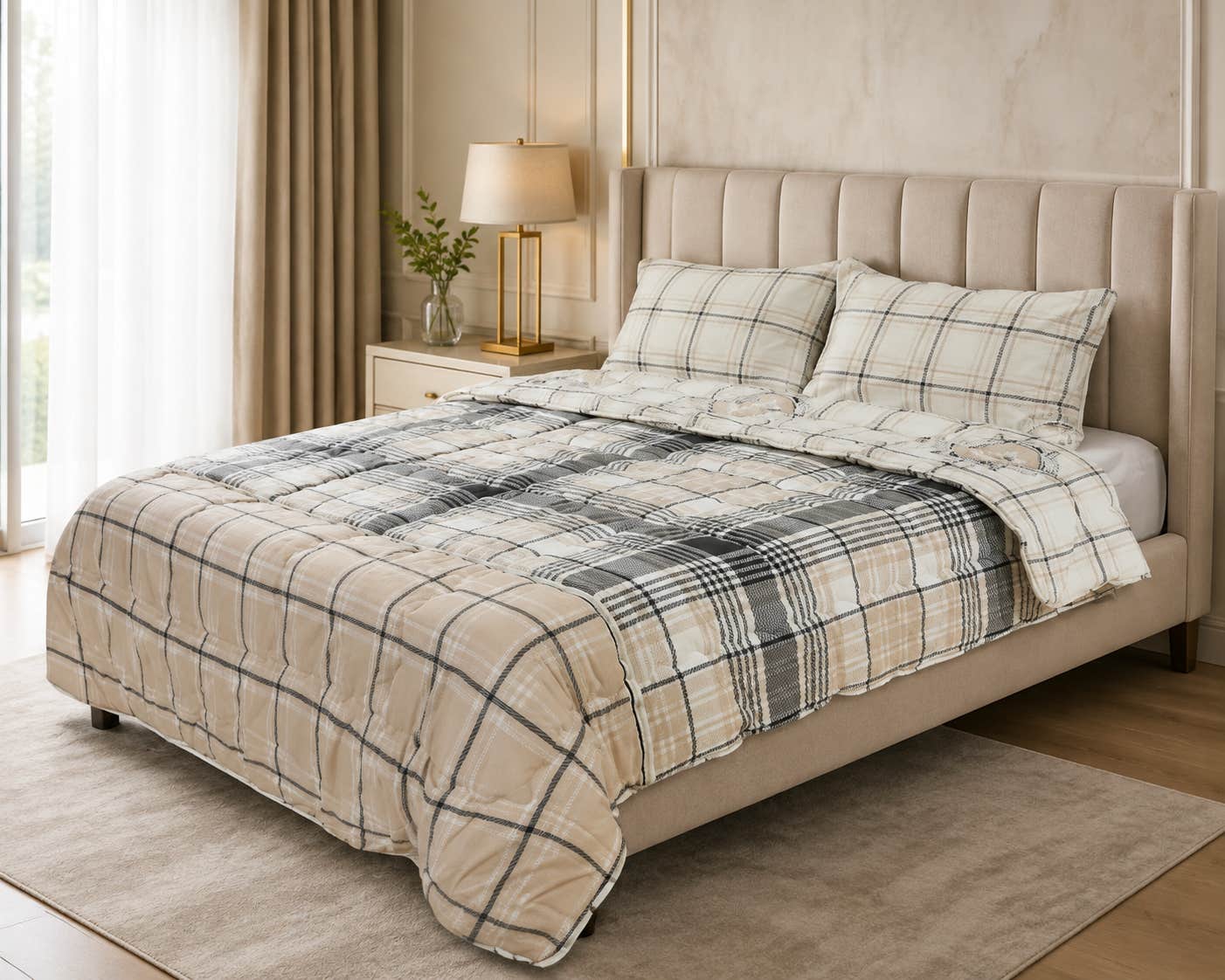 Al Maamoun cotton Quilt Set, 3 Pieces, 240×240 cm - Multicolor