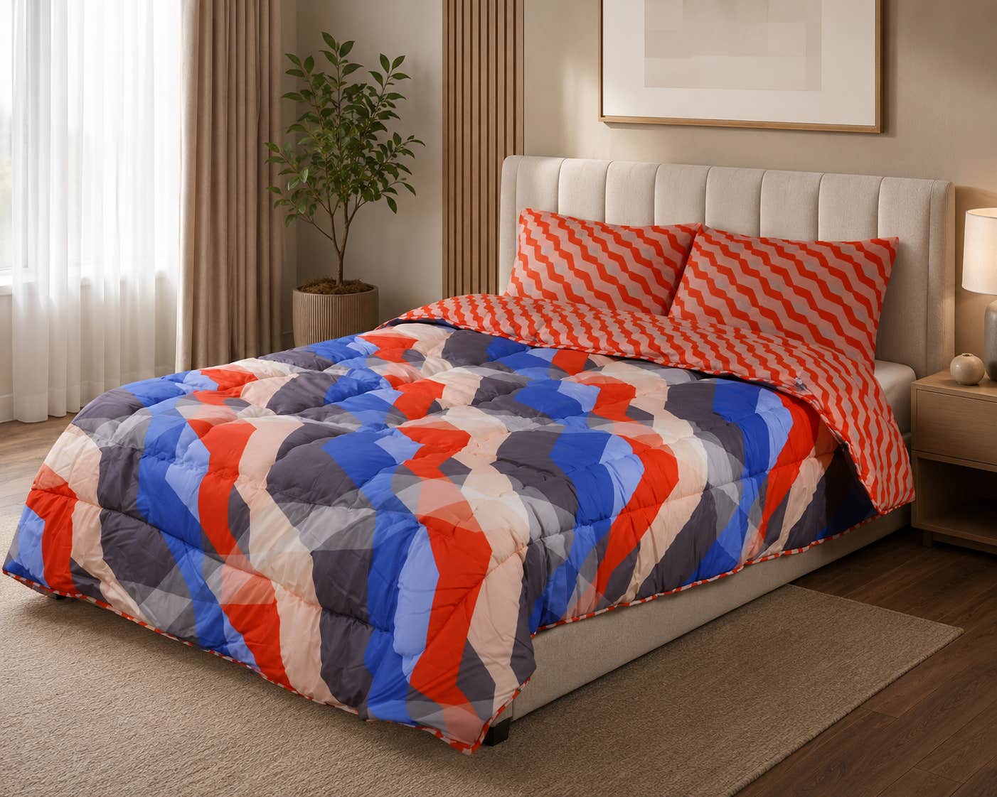 Al Maamoun Baby Quilt Set, 240x240 cm, 3 Pieces - Grey Blue