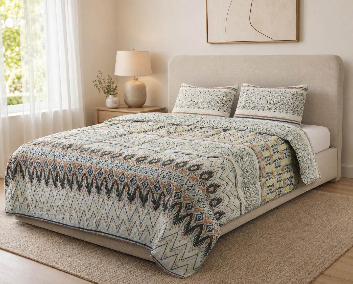 Al Maamoun Baby Quilt Set, 3 Pieces, 240x240 cm - Multicolor