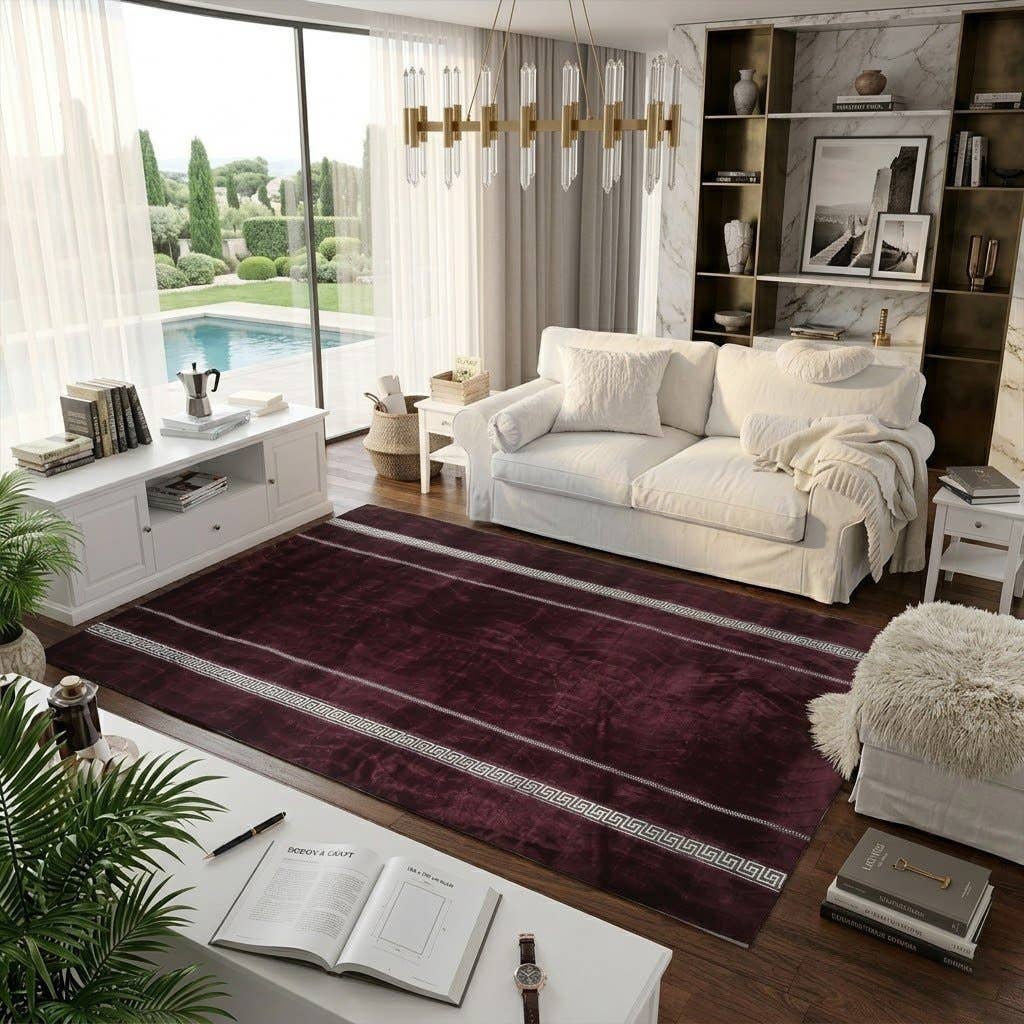 Velvet Back Dots Rug, 290×185 cm - Purple