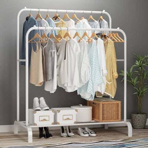 Metal Clothes Stand And Organizer, Double - 110×150 Cm - White