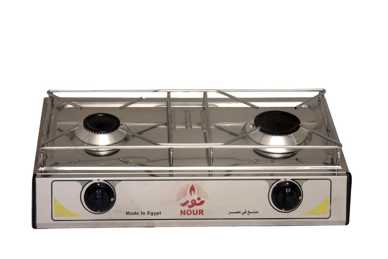 Noor Gas Hob, 2 Burners, Self Ignition, 35x60x19 cm, GS-FLS 2 SI - Silver