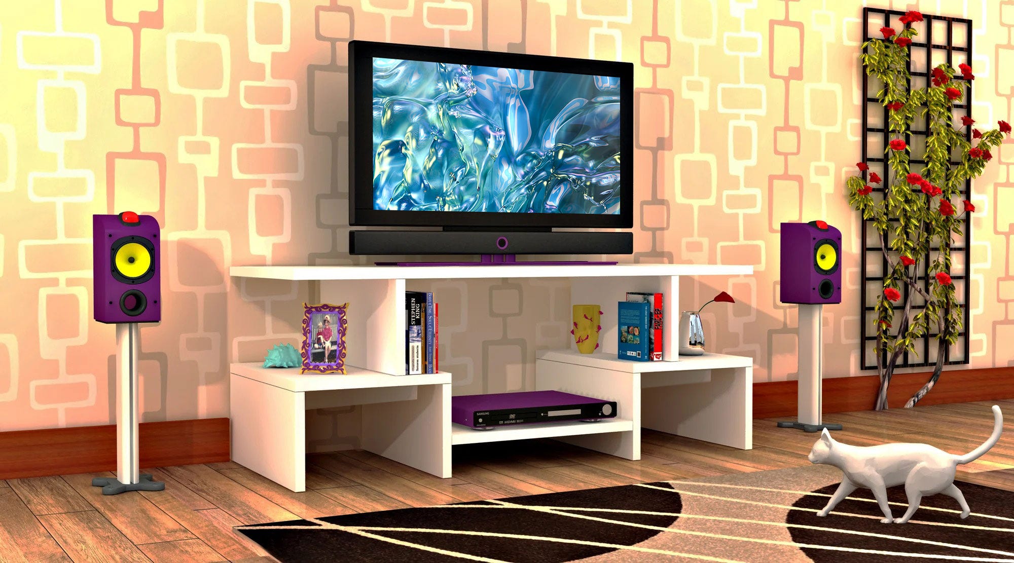 MDF Wooden Tv Table, 40×100×30 Cm - White
