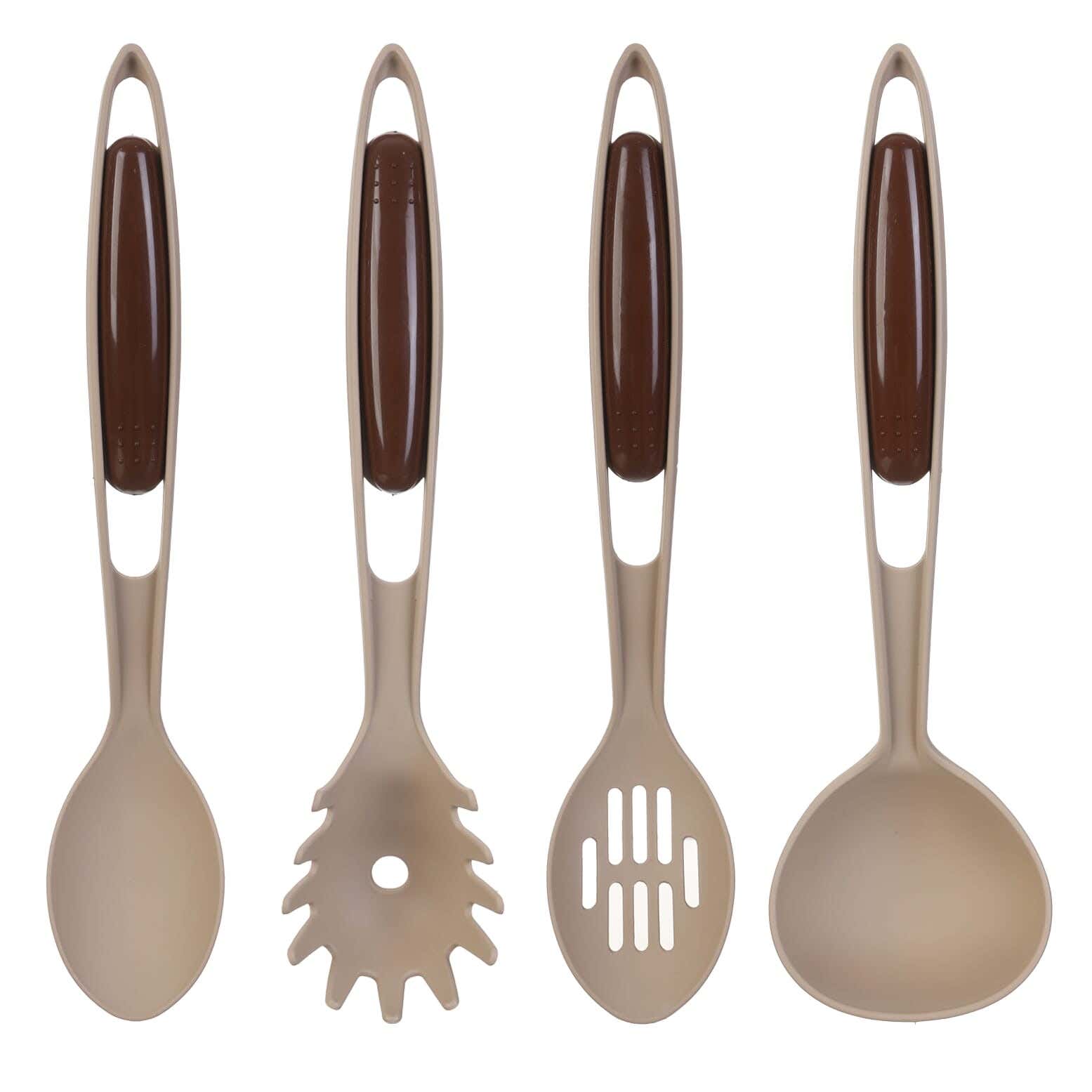 Max Plast Plastic Serving Set, 4 Pieces - Beige Brown