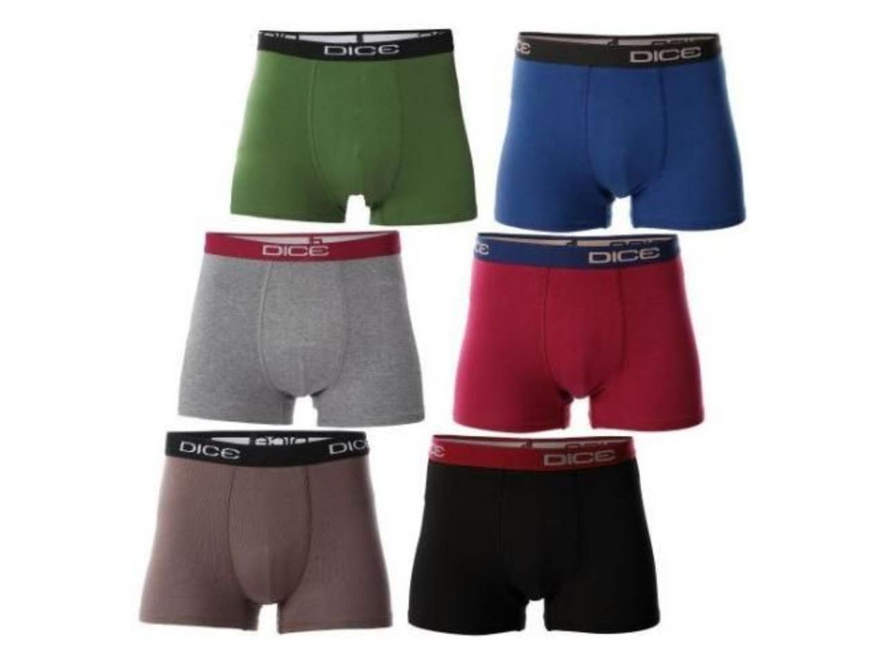 Dice Men's Underwear Set, Fabric, 6 Pieces, XXL - Multicolor