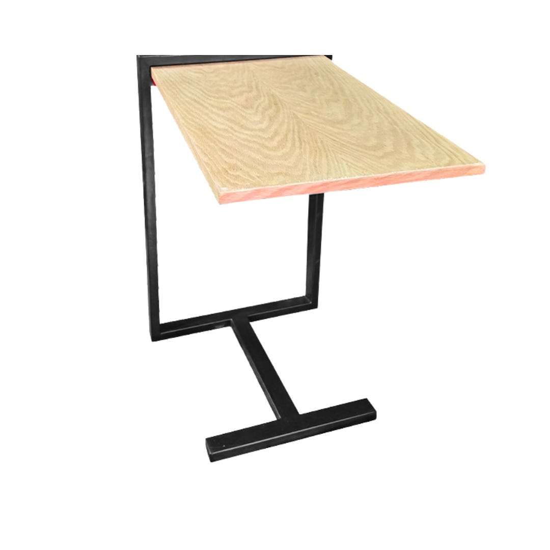 Side table, veneer plywood, iron and wood, 40 x 57 x 64 cm - black wood