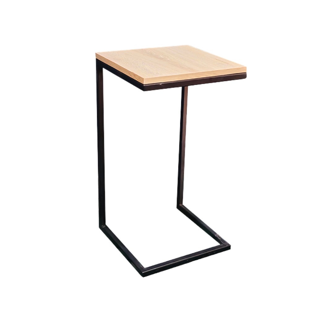 Side table, veneer plywood, iron and wood, 34 x 25 x 52 cm - black wood