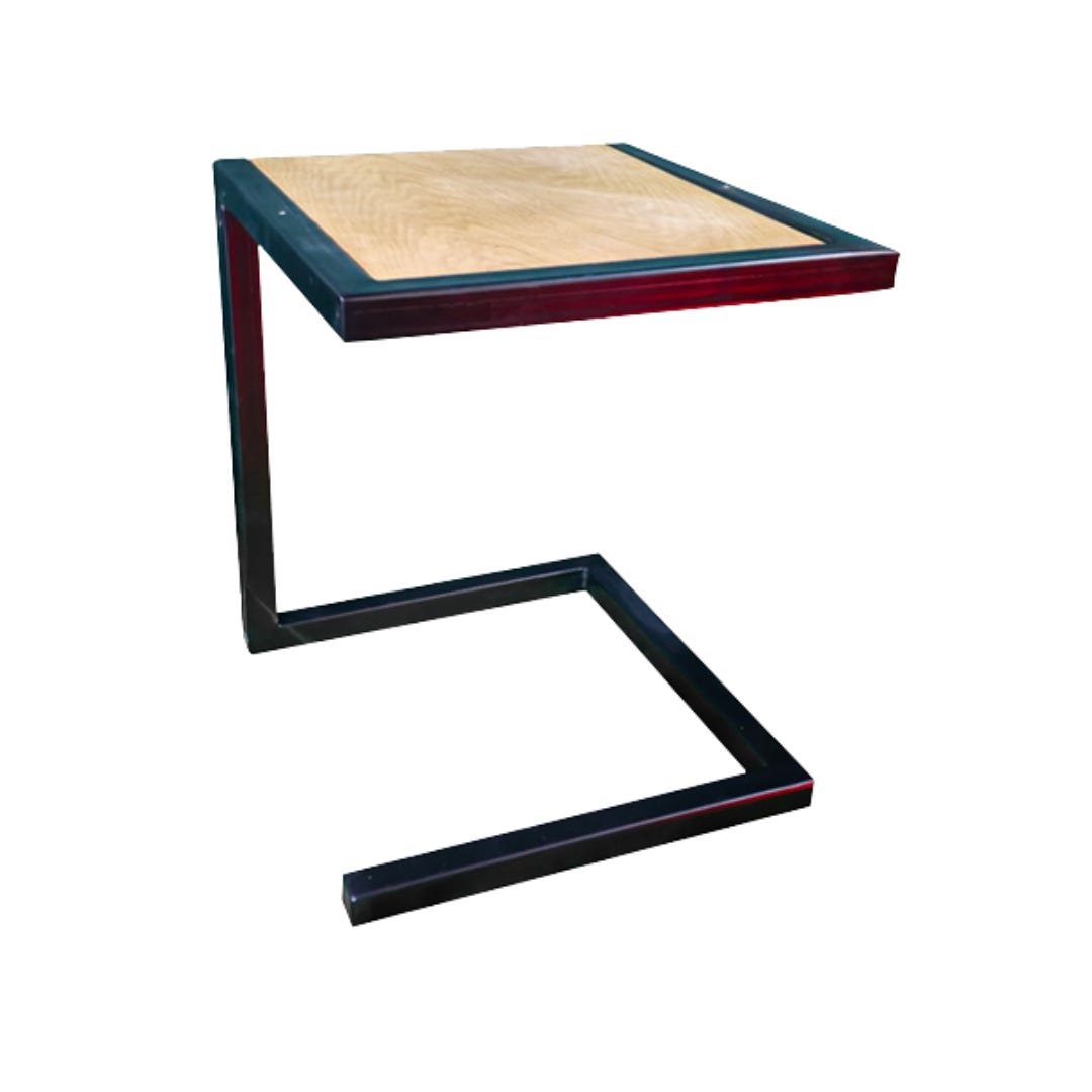 Side table, artificial veneer plywood, iron and wood, 50 x 50 x 60 cm - black wood
