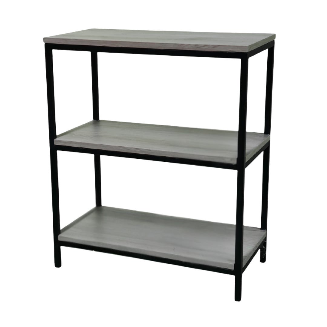 Side table, veneer plywood, iron and wood, 67 x 30 x 78 cm - black wood