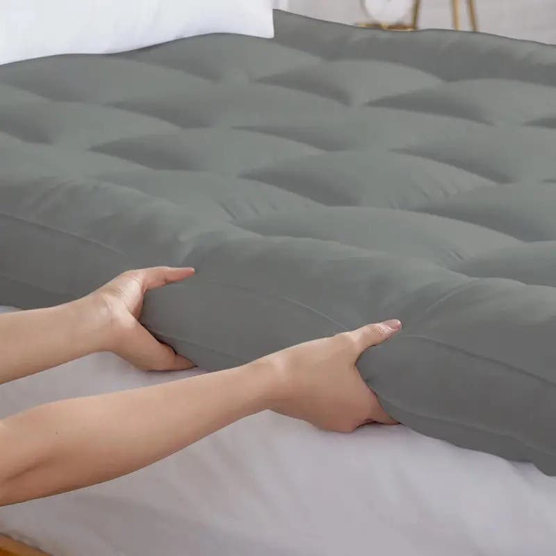 Alalmeramattresses Hotel Soft Mattress, 800 G/M² Density, Soft Fiber Filling, With Elastic For Securing The Mattress, 195 × 100 Cm - Gray