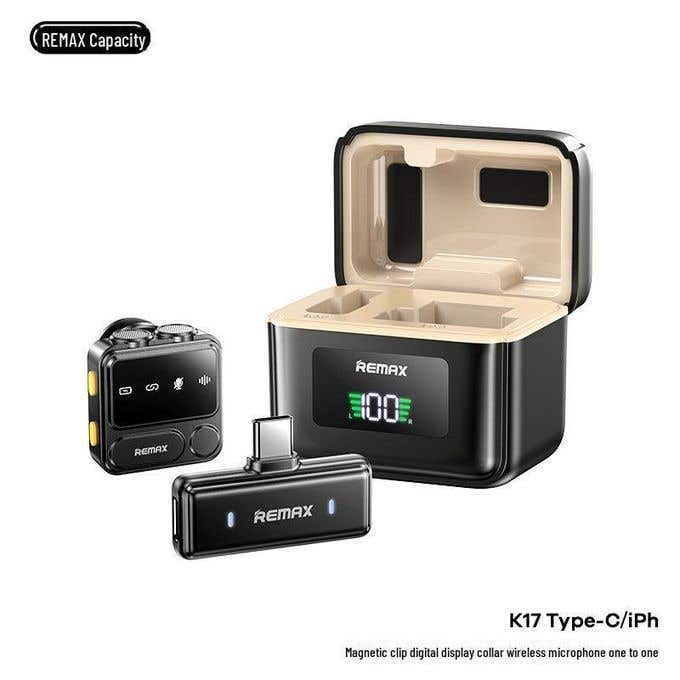 Remax K17 Wireless Lavalier Microphone, Type C - Black