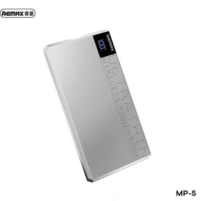 Remax MP-5 5000mAh Power Bank, 15W Magnetic Wireless Charging, 20W PD Fast Charging, Ultra Slim Metal Design - Silver