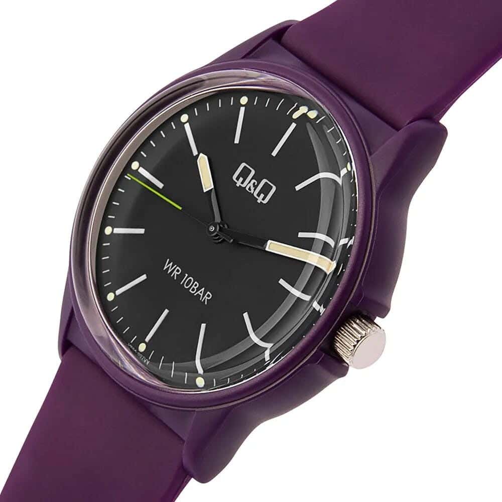 Q&Q V00A-007VY Round Analog Casual Watch For Men, M /26 - 39 mm - Dark Purple
