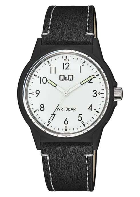 Q&Q V00A-008VY Round Analog Casual Watch For Men, M /26 - 39 mm - Black White