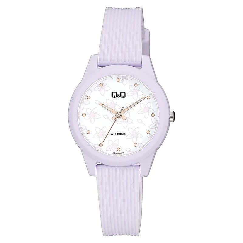 Q&Q V01A-004VY Round Analog Casual Watch For women, M /26 - 39 mm - Purple