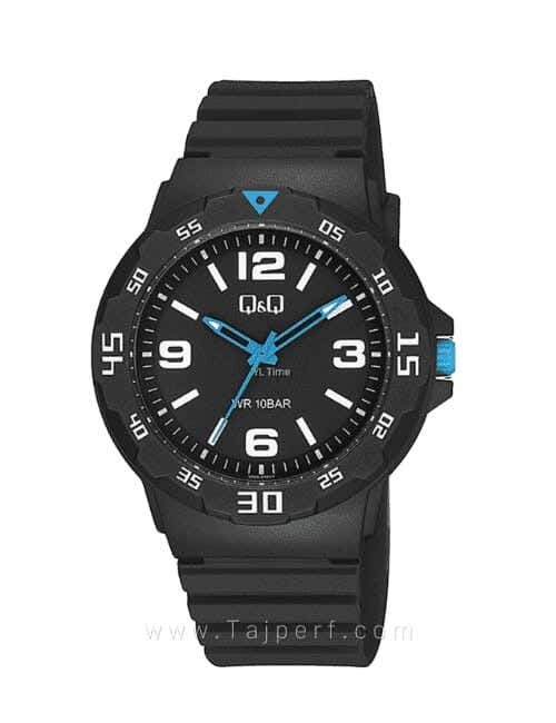 Q&Q V02A-014VY Round Analog Sport Watch For Men, L /40 - 48 mm - Black