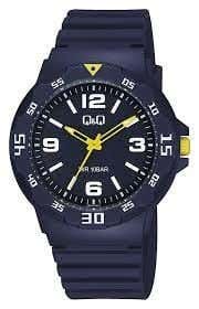 Q&Q V02A-016VY Round Analog Sport Watch For Men, L /40 - 48 mm - Black Yellow