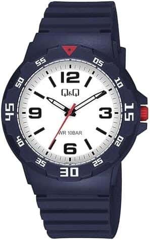 Q&Q V02A-019VY Round Analog Sport Watch For Men, L /40 - 48 mm - Blue