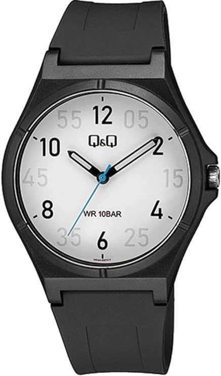 Q&Q V04A-001VY Round Analog Casual Watch For Men, L /40 - 48 mm - Black