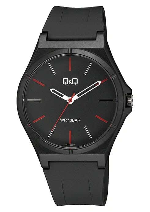 Q&Q V04A-003VY Round Analog Casual Watch For Men, L /40 - 48 mm - Black