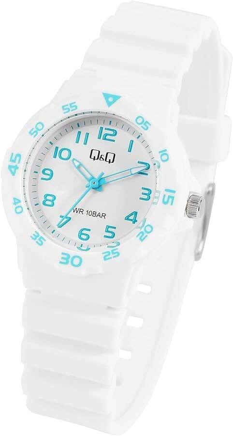 Q&Q V07A-004VY Round Analog Casual Watch For women, M /26 - 39 mm - White Blue