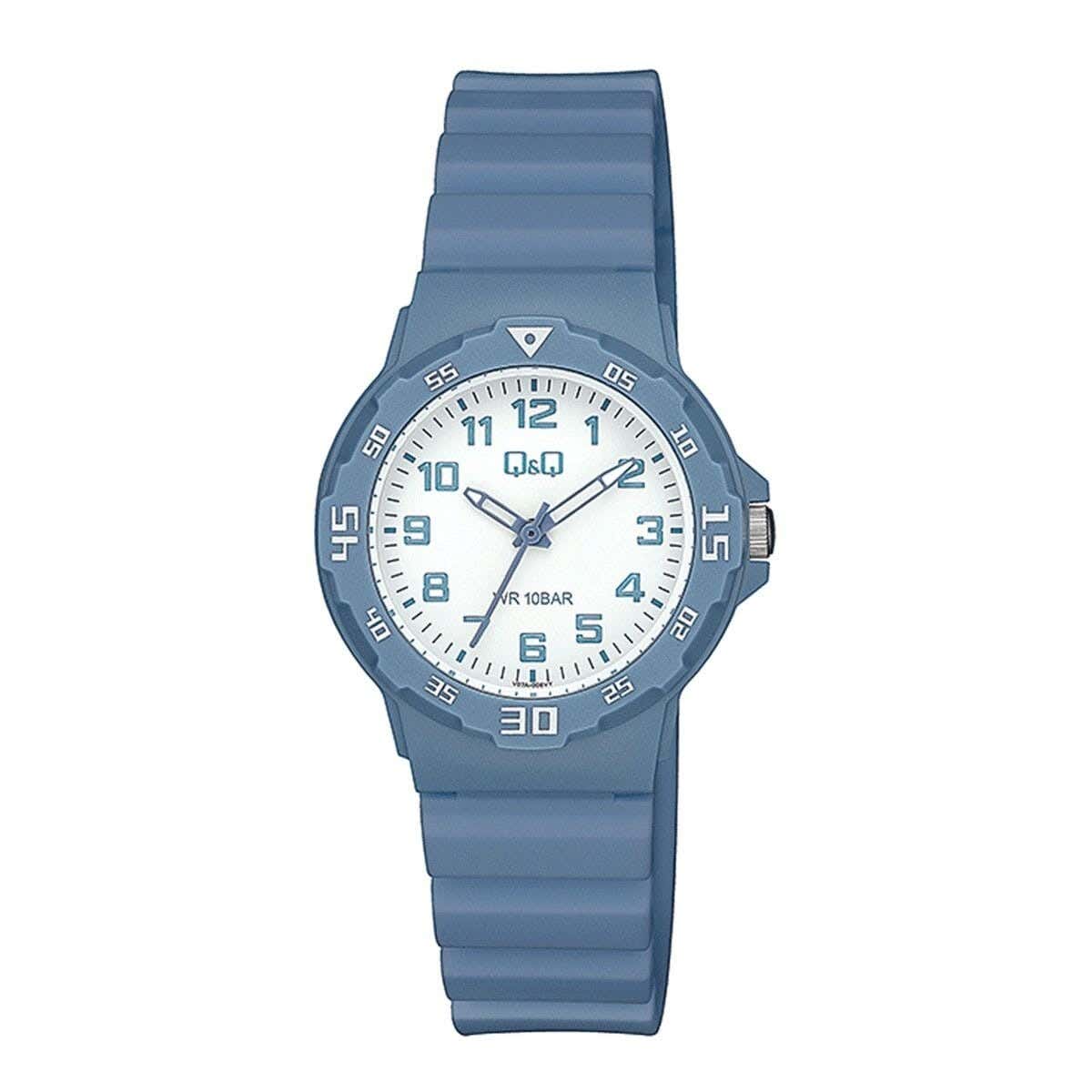 Q&Q V07A-008VY Round Analog Casual Watch For women, M /26 - 39 mm - Light Blue