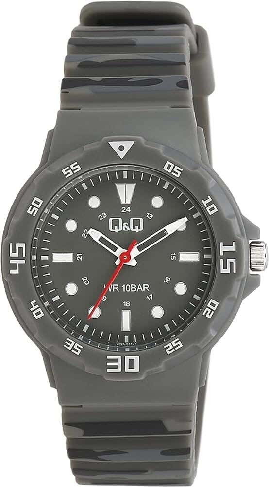 Q&Q V07A-013VY Round Analog Sport Watch For women, M /26 - 39 mm - Grey