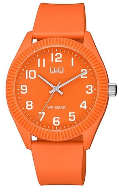 Q&Q V12A-007VY Round Analog Casual Watch For Men, L /40 - 48 mm - Light Red
