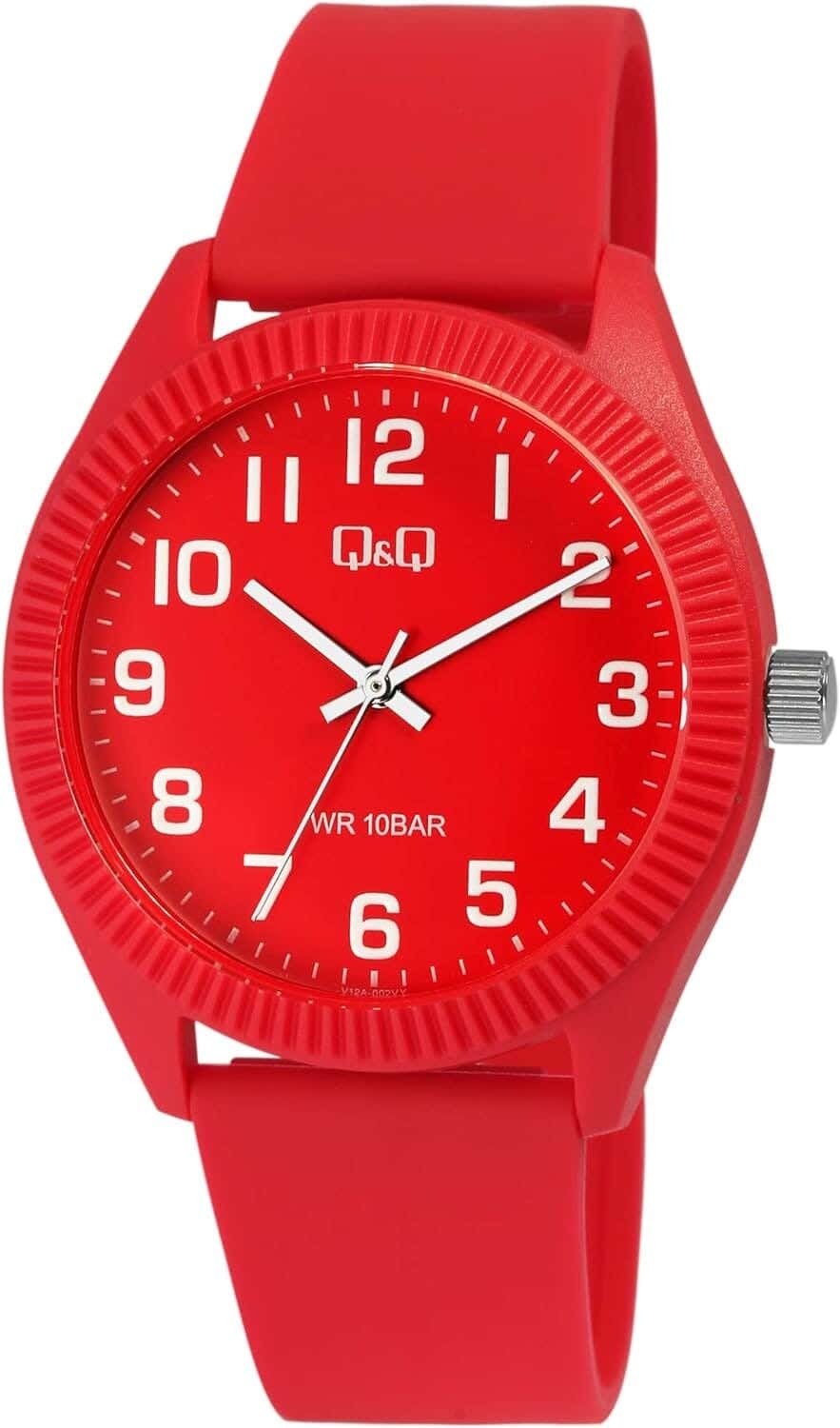 Q&Q V12A-002VY Round Analog Casual Watch For women, M /26 - 39 mm - Red