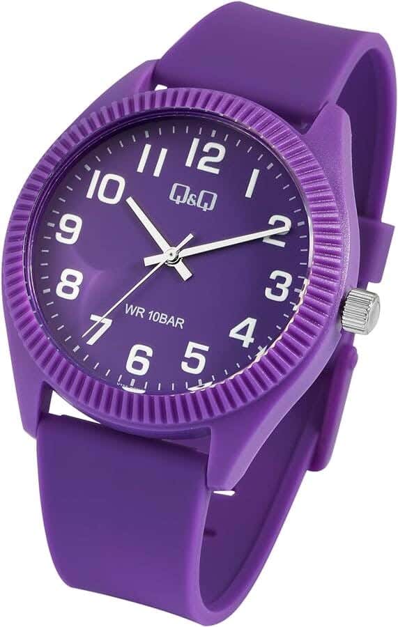 Q&Q V12A-005VY Round Analog Casual Watch For women, L /40 - 48 mm - Purple