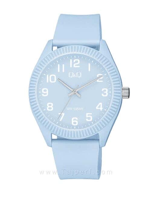 Q&Q V12A-009VY Round Analog Casual Watch For women, L /40 - 48 mm - Light Blue