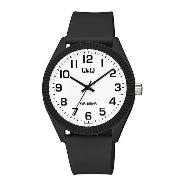 Q&Q V12A-010VY Round Analog Casual Watch For Men, L /40 - 48 mm - Black