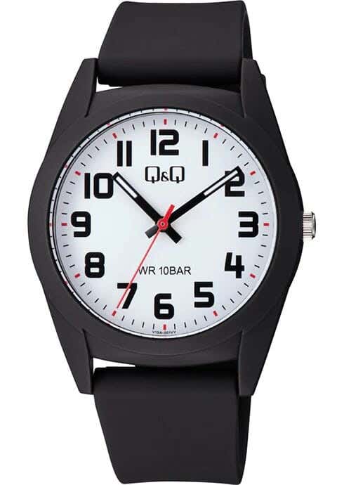 Q&Q V13A-001VY Round Analog Casual Watch For Men, L /40 - 48 mm - Black