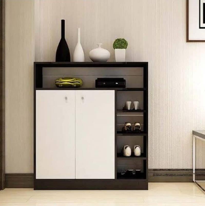 MDF Wood shoe rack, 110x110x40 cm - Black White