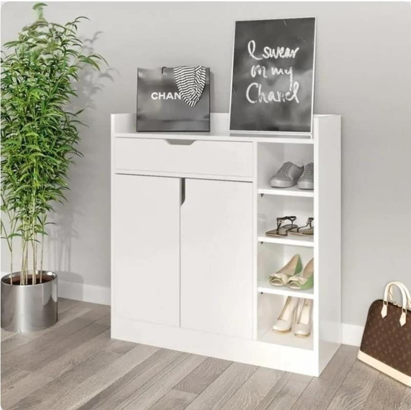 MDF Wood shoe rack, 110x110x40 cm - White