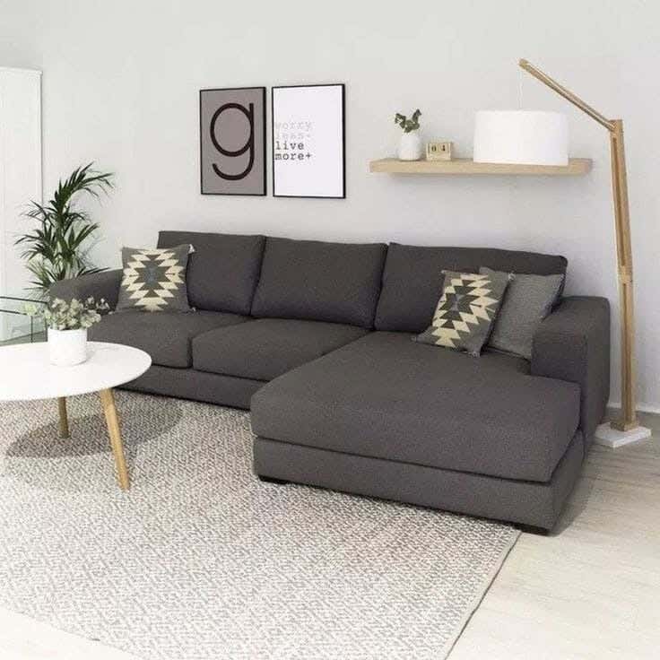Red beech wood corner sofa, 280x180x80 cm, linen - dark gray