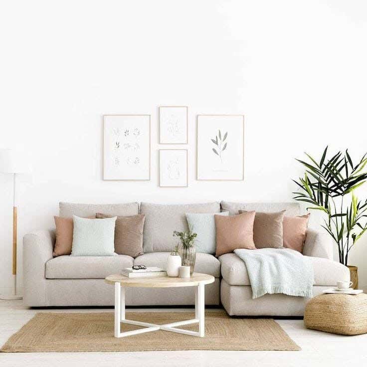 Red beech wood corner sofa, 260x160x80 cm, linen - light beige