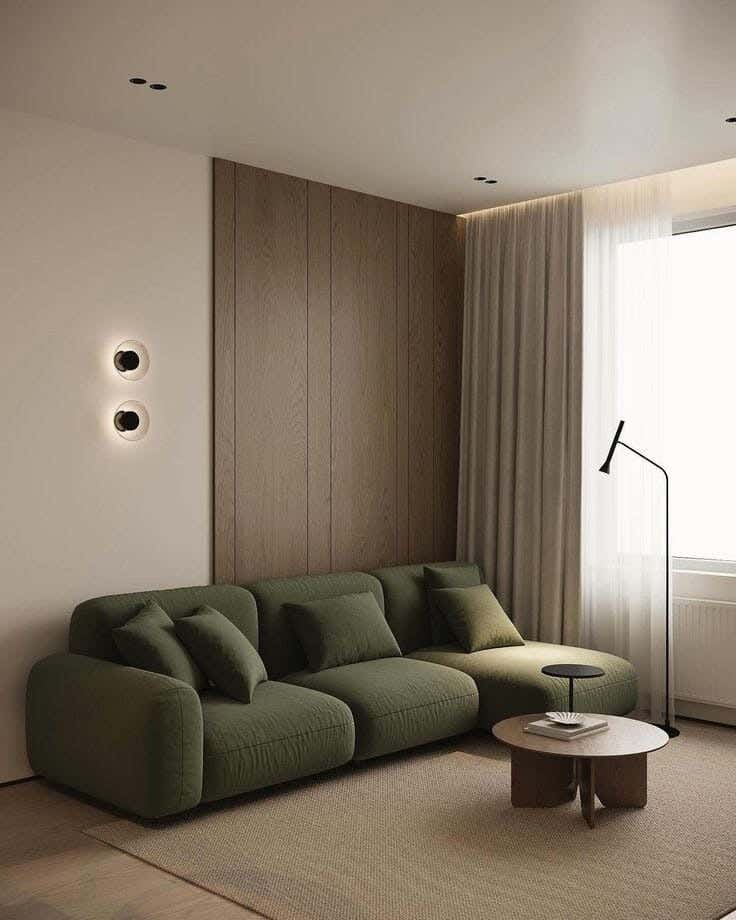 Red beech wood corner sofa, 280x180x80 cm, linen - dark green