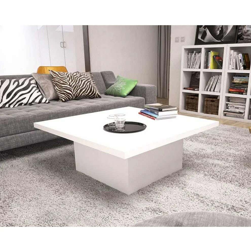 MDF Wood Coffee Table, 40×100×100 Cm - White