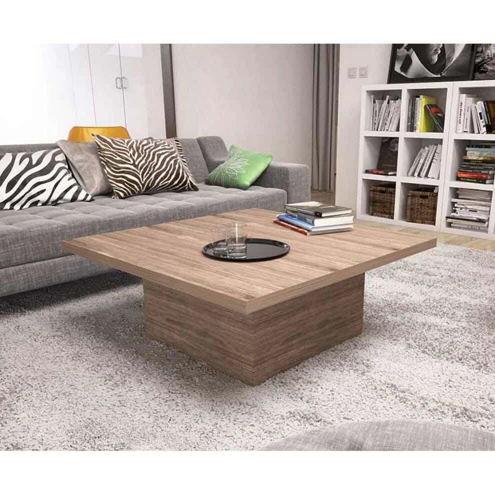 MDF Wood Coffee Table, 40×100×100 Cm - Beige