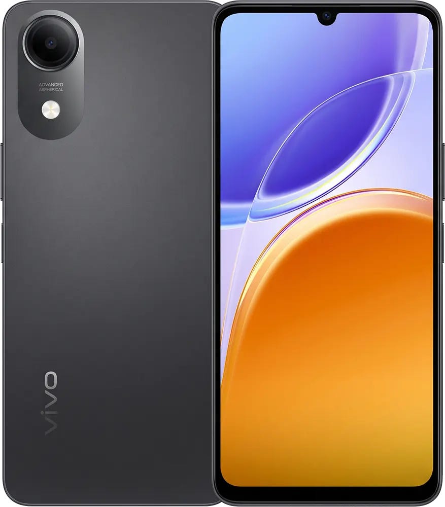 Vivo Y05e Smartphone, Dual SIM, 64GB, 4GB RAM, 4G LTE - Black