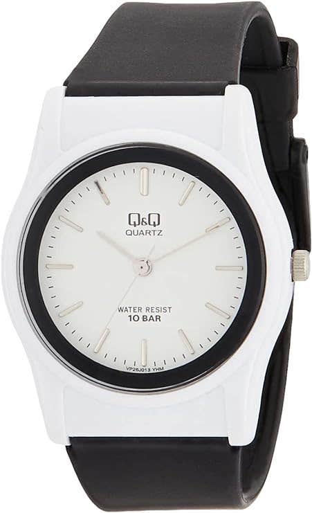 Q&Q VP26J013Y Round Analog Casual Watch For Men, L /40 - 48 mm - Black White