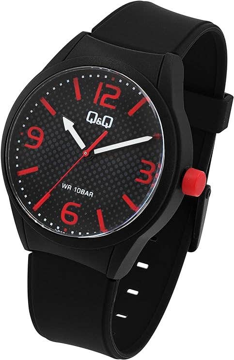 Q&Q VR28J027Y Round Analog Casual Watch For Men, L /40 - 48 mm - Black