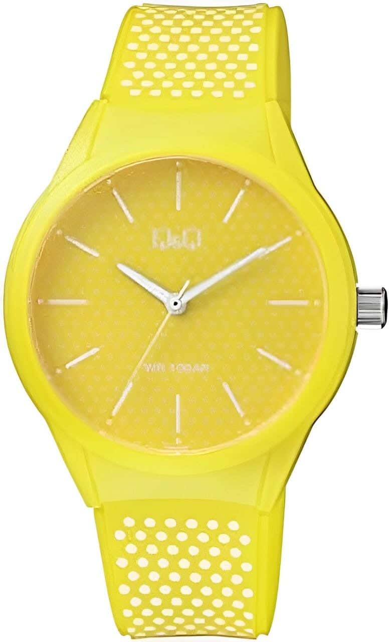 Q&Q VR28J040Y Round Analog Casual Watch For women, L /40 - 48 mm - Yellow