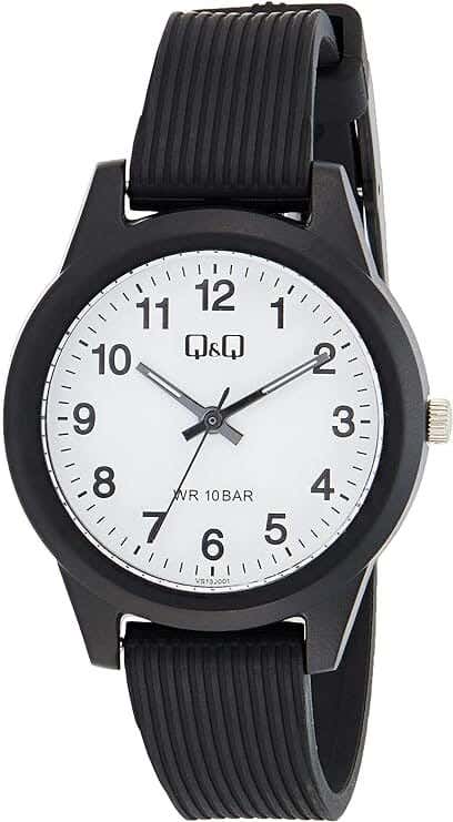Q&Q VS13J001Y Round Analog Casual Watch For Men, M /26 - 39 mm - Black