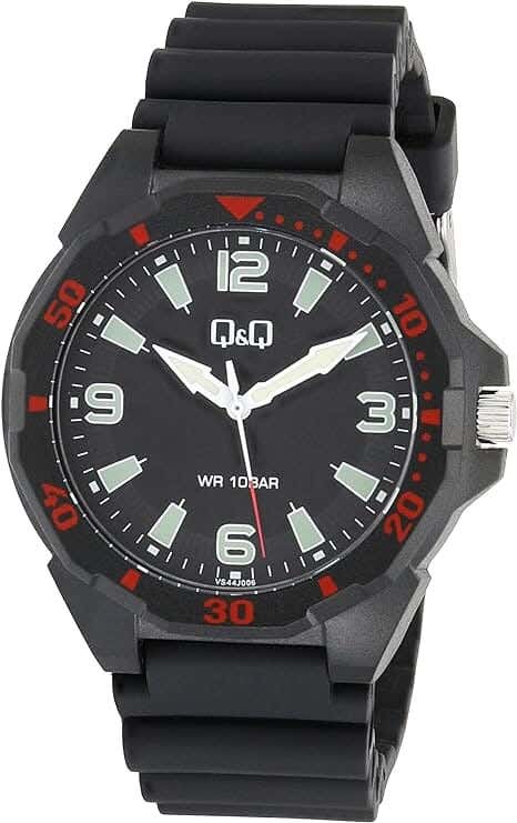 Q&Q VS44J006Y Round Analog Sport Watch For Men, L /40 - 48 mm - Black