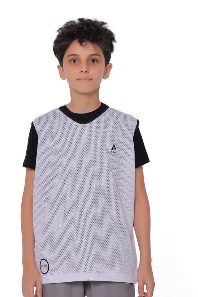 Anja Polyester Sport Vest, For Boys - white