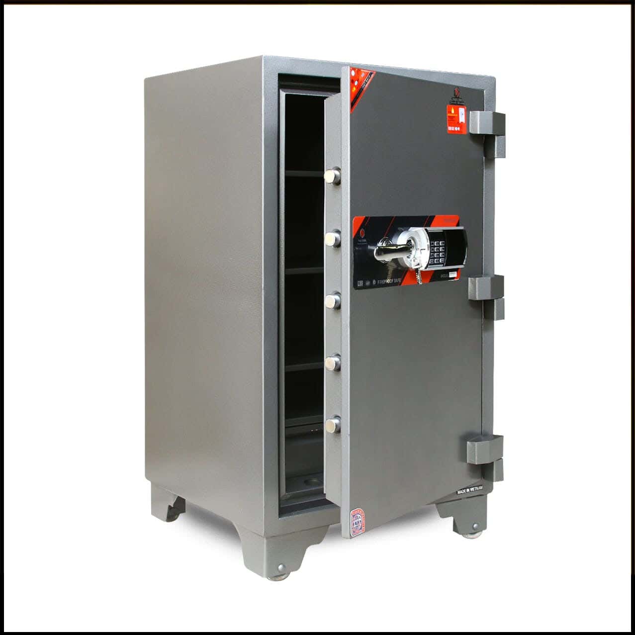 Vaultix Armored Steel 300 Kg Safe, 132 × 59 × 60 cm - Grey