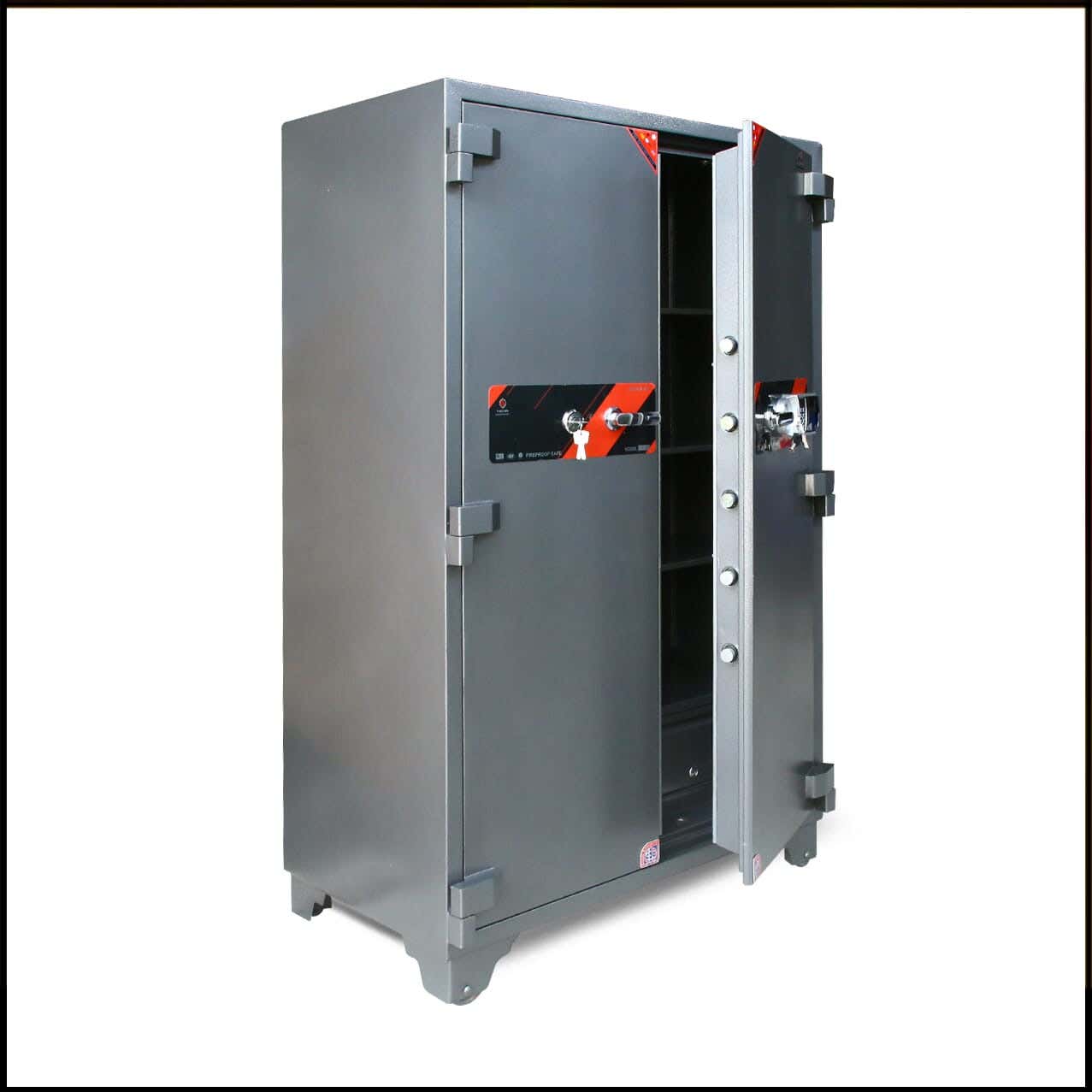 Vaultix Armored Steel Two-Door Safe, 132 × 100 × 60 cm - Grey